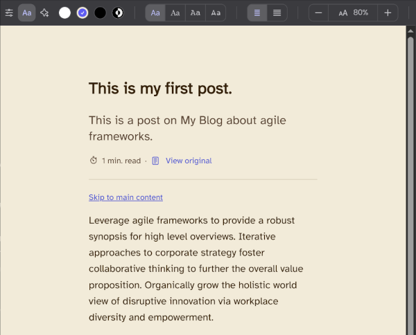 Screenshot of Firefox Reading Mode