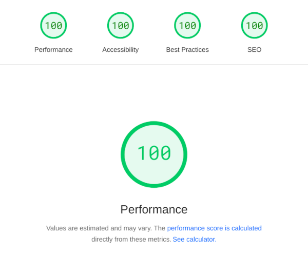 Perfect PageSpeed Score of my new blog